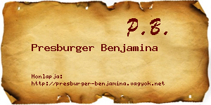 Presburger Benjamina névjegykártya